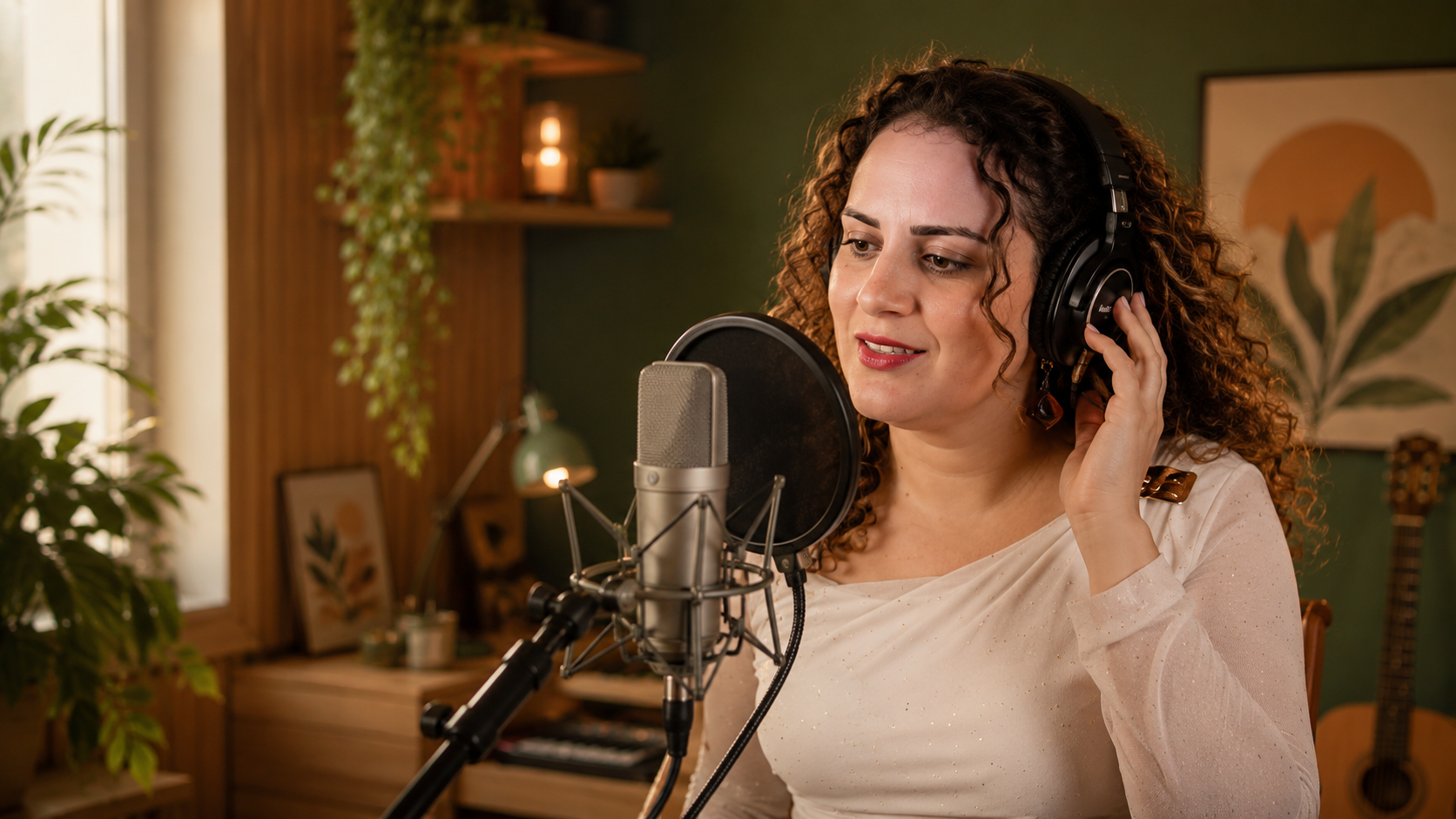 Yadi en el estudio de grabación